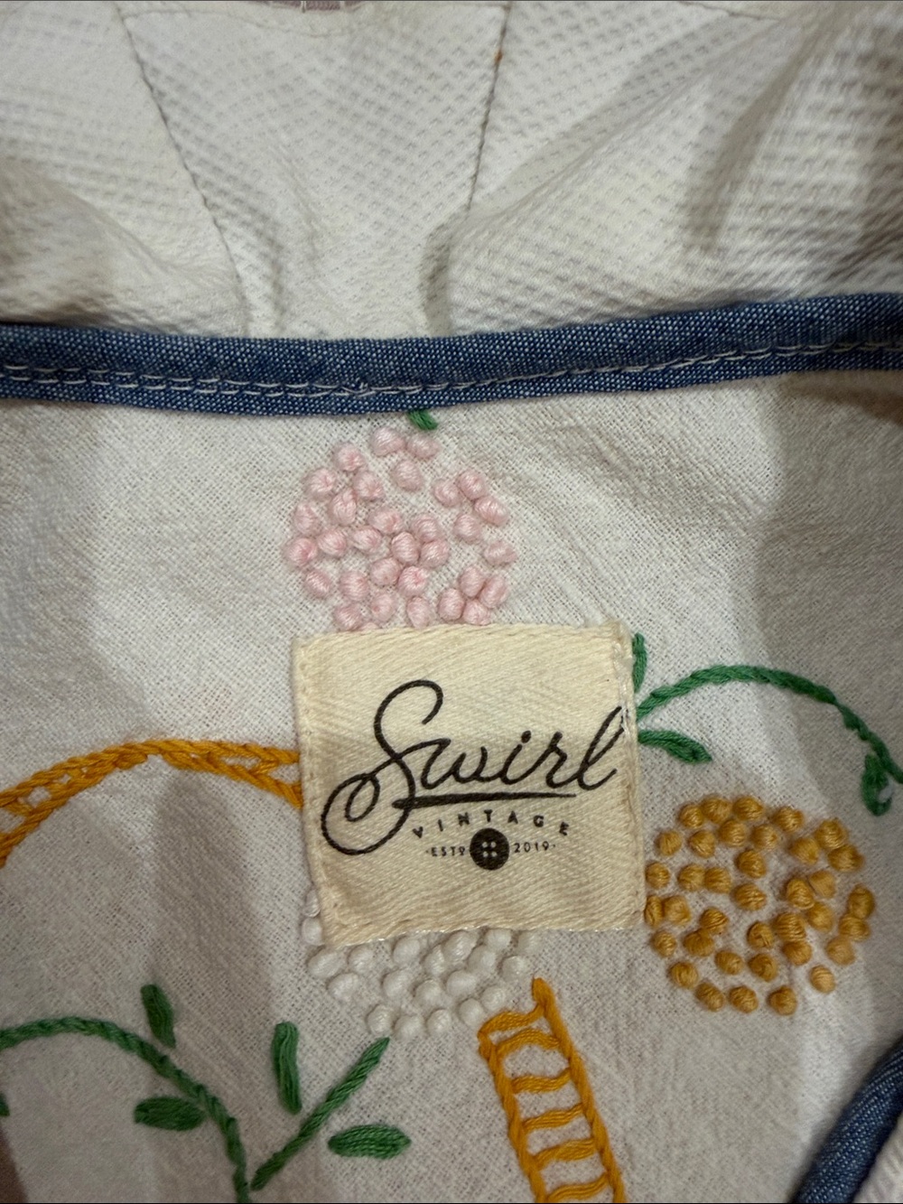 Swirl Vintage Quilted Upcycled Handmade Vest - Picture 2 of 6